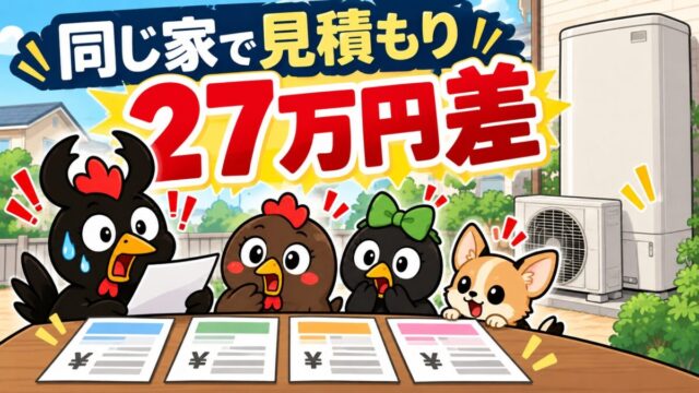 同じ家で見積もり27万円差。見積書を見比べて驚くにわとり