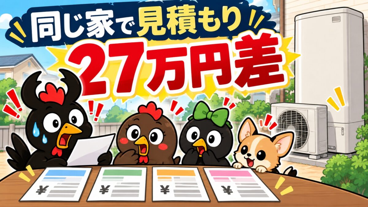 同じ家で見積もり27万円差。見積書を見比べて驚くにわとり
